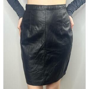 Vintage 90s Euro Mond of California 100% Genuine Leather Pencil Skirt Size 3/4